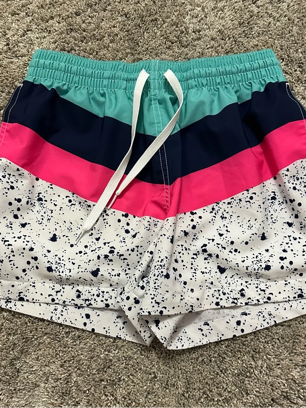 #46 chubbies Women's Colorblock Athletic Shorts in Turquoise, Navy & Pink